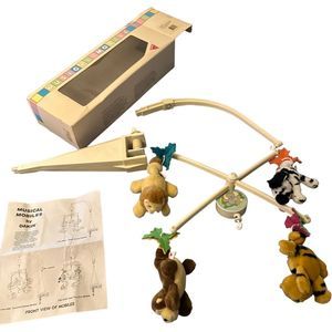 Vintage 1989 Dankin Baby Zoo Animal Music Crib Mobile Nursery Lullaby #46-5200